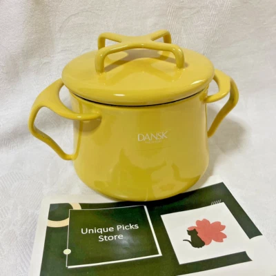 Dansk Jens H. Quistgaard Kobenstyle  Enamel Mini Casserette Yellow D3.9"×H4.3" - Image 1 of 4