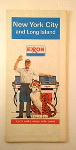 Mapa de viaje plegable vintage Exxon Long Island NYC 1978 Tiger Gas Pump publicidad - Imagen 1 de 7