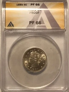 1889 Proof Liberty “V” Nickel Graded ANACS PR66 - Picture 1 of 8