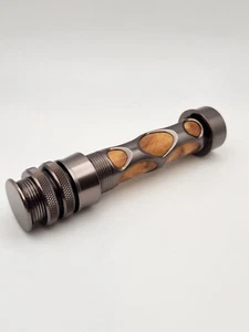 UPLOCKING FLY ROD REEL SEAT GUNMETAL ALUMINUM WITH BURLED WOOD INSERT - Picture 1 of 5