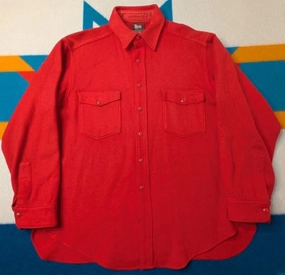 Vintage Woolrich Wool Shirt Long Sleeve Heavy Button Shirt 50's 60's Red XL - Image 1 of 4