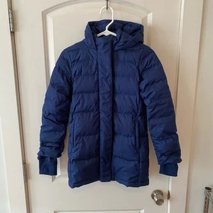 ATHLETA GIRL L 12 Snow Day Down Jacket Blue Excellent Condition Goodnight Nora - Picture 1 of 14