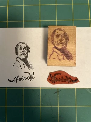 Salvador Dail Rubber Stamp Portrait and Signature Unbranded - Image 1 of 2