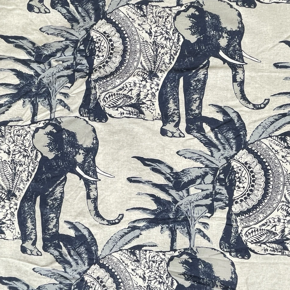 Funda nórdica Pottery Barn Blue Elephant King algodón lino bohemio chinoiserie Foto 1 de 4