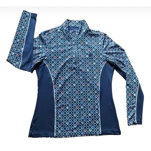 Peter Millar Pullover Womens Medium Blue Crown Quail Hollow Golf 1/4 Zip UPF50+ - Picture 1 of 12