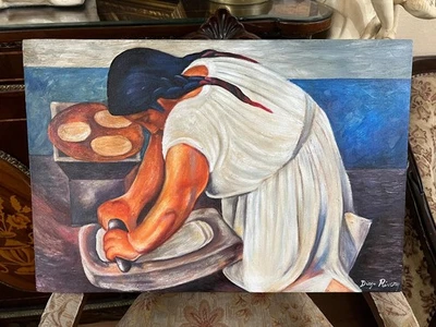 Diego Rivera - Increíble pintura al óleo - Estampada - Firmada - A1 Foto 1 de 4