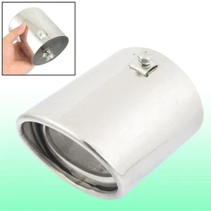 Silver Tone Oval Inlet Muffler Silencer Tail Tip for Auto - Picture 1 of 2