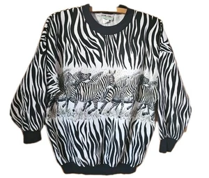 De colección Años 80 90 Para Mujer Grande Sky Lite Cebra Gráfico Brillo Bling Grandmacore  - Imagen 1 de 13
