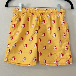 Happy Socks Kids Bunny Swim Volley Shorts 4.5" Inseam Yellow Red Boys 10 12 - Picture 1 of 10