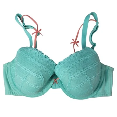 Sujetador Camiseta Algodón Cacique Verde 38D Encaje Superposición Con Aros Ajustable Relleno Claro Foto 1 de 4