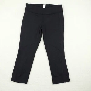 Ivivva Girls Yoga Pants 14 Black Capri Fitted Logo Athletic Stretchy Athleisure - Picture 1 of 11