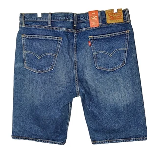 Levis 502 Blue Jean Shorts Mens 40 Regular Taper Fit Stretch Denim Jeans Zip Fly - Picture 1 of 13