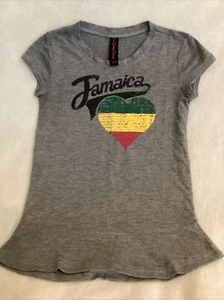 girls size 14-16 gray Jamaica heart tshirt NWOT Sun Kissed Island brand - Picture 1 of 7