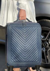 CHANEL Roller Carry On Coco Case Trolley Chevron Navy Blue Caviar Leather