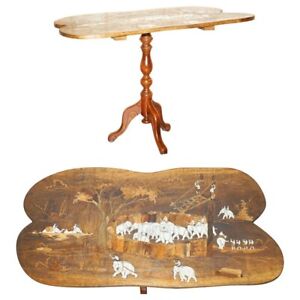 Large Antique Japanese Shibayama Inlaid Elephant Trainers Rosewood Coffee Table