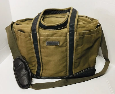 Bolsa de pañales de lona Eddie Bauer verde para llevar viaje de fin de semana Foto 1 de 4