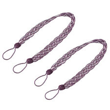 2Pcs 58cm/23" Curtain Tiebacks Braided Drapery Holdback Holder, Purple/Silver