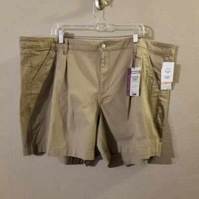 Shorts plissado Gloria Vanderbilt novo feminino bronzeado "Hazlenut" tamanho 24W novo com etiquetas - Imagem 1 de 4