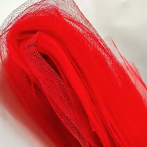VTG 50s 60s Tulle Bolt Bright Red Thick Quality Nylon Fabric Crafts Sewing 8 Yds - Picture 1 of 5