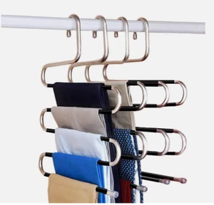 Trousers Hanger 5 Layers S Shape Pants Scarf Hanger Holder Closet Space Saver - Picture 1 of 7