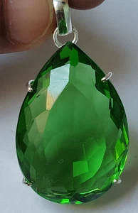 79.15 Ct. Green Peridot Pear Cut Pendant 925 Silver Jewelry Gift for Christmas - Picture 1 of 7