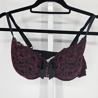 No. 18 by Etam Sutiã Sexy Feminino Tamanho 36D Roxo Escuro Renda Frontal Preta Laço - Imagem 1 de 4