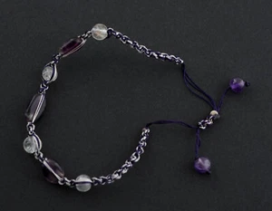 Armband Makramee Nachahmung Bergkristall Und Amethyst Stein Handarbeit 21263 - Picture 1 of 2