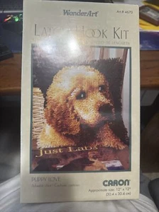 Brand New Puppy Love Latch Hook Kit Wonder Art Dog #4670 Caron 12" x 12" - Picture 1 of 3