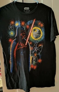 Star Wars Black T-Shirt Size L Starry Night Expressionism Graphic Tee Large - Picture 1 of 4