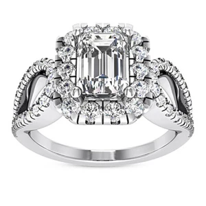 Certified 2.02 Carat Emerald Cut I/VVS2 100% Natural Diamond Ring White Gold - Picture 1 of 3
