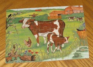 Animal Farm Series - Cows - Vintage 1983 Victory Wooden Puzzle - Complete & Nice - Picture 1 of 9