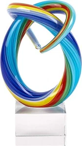 Regenbogen Murano-Glas Skulptur Wohndeko 6 Zoll mundgeblasen Glas Kristallsockel - Bild 1 von 6