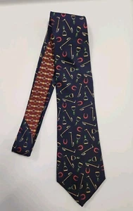 VTG Tommy Hilfiger 56.5" Stirrup Blue Tie Riding Gear Polo Stick Horseshoe Horse - Picture 1 of 4