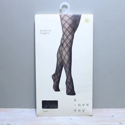 Womens Bias Argyle Plaid Tights - A New Day - Black Size M/L - Image 1 of 4