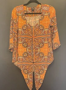 Daytrip Buckle Button Up Top Women’s L Large Retro  Boho Orange   S886182M A83 - Picture 1 of 8