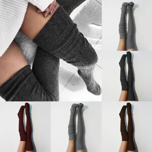 Ladies Thicken Knitted Leggings Stocking Winter Warm Over Knee Thigh High Socks