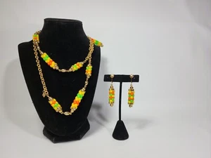 NOS New Sarah Coventry Carousel Citrus Shades Set Open-Ended Necklace & Earrings - Picture 1 of 4