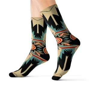 All Over Print Adult Socks Southwestern Navajo Pattern Aztec Native American - Picture 1 of 9