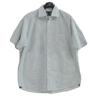 GANT 80's Poplin Dress Fit Men Shirt Size XL Short Sleeve White Striped ma2654 - Image 1 of 4