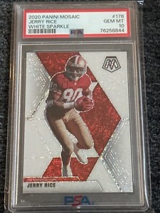 Jerry Rice 2020 Panini Mosaic White Sparkle Prizm PSA 10 #178 Mint 49ers