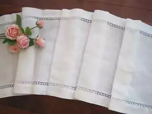 Again@Vintage Style Crochet Lace Embroidery Thick Linen White Table Runner XL C - Picture 1 of 7
