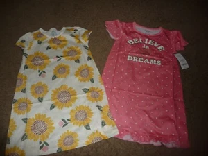 NEW NWT Carters girls size 4T Pretty 2 pack polka dot/sunflower print nightgowns - Picture 1 of 1