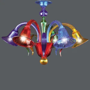 Doge 5 Light Multicolor Murano Glass Ceiling Light - Picture 1 of 1