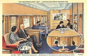 Chicago & Northwestern Railroad Interior Streamliner 400 Teich Postcard Copy - Picture 1 of 2