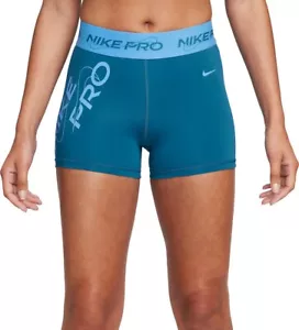 Nike Pro Damen Dri-FIT Mid-Rise 3" Grafik Trainingsshorts blau FB5448-457 XXL - Bild 1 von 3