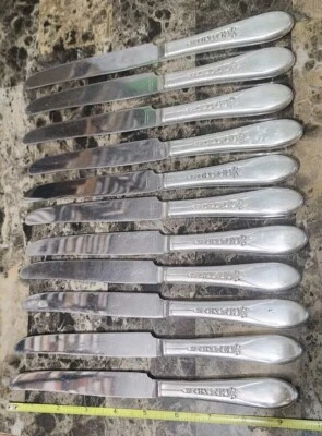 LOTE DE 11 CUCHILLOS FRANCESES DE LUGAR HUECO NUEVOS c1941 PRISCILLA/👵 LADYANN PLATEADOS  Foto 1 de 4