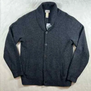 Brand New L.L. Bean Medium 100% Lambswool Gray Cardigan Soft Wool Sweater C15 - Picture 1 of 9