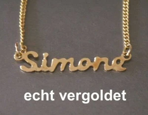 EDLE HALSKETTE SIMONE KETTE ECHT VERGOLDET NAME NAMENSCOLLIER NAMENSKETTE NEU - Bild 1 von 1