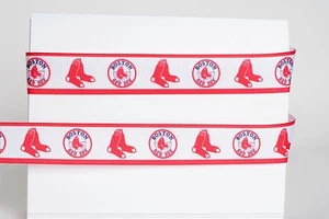 BOSTON RED SOX 7/8" GROSGRAIN RIBBON - VARIOUS YARDS BASEBALL SHIP FROM USA - Picture 1 of 1