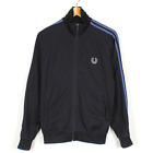 FRED PERRY Men's Track Jumper Size M Blue Cotton Polyester Activewear me8575